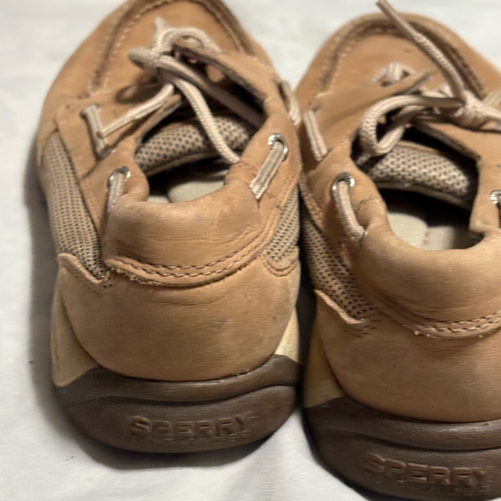 Sperry Tan Boat Shoes with Suede Finish and Moccasin Design - Picture 7 of 7